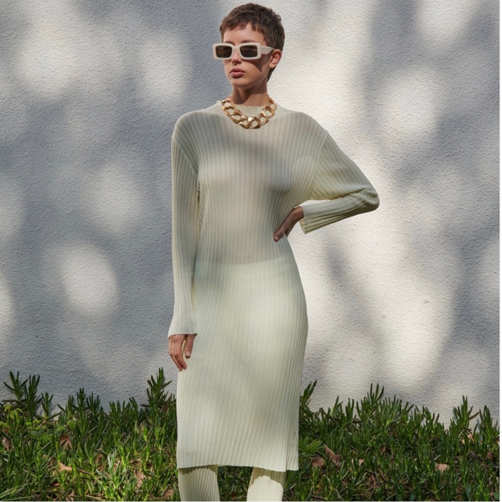New Zara Limited Edition Transparent Green Dress Midi